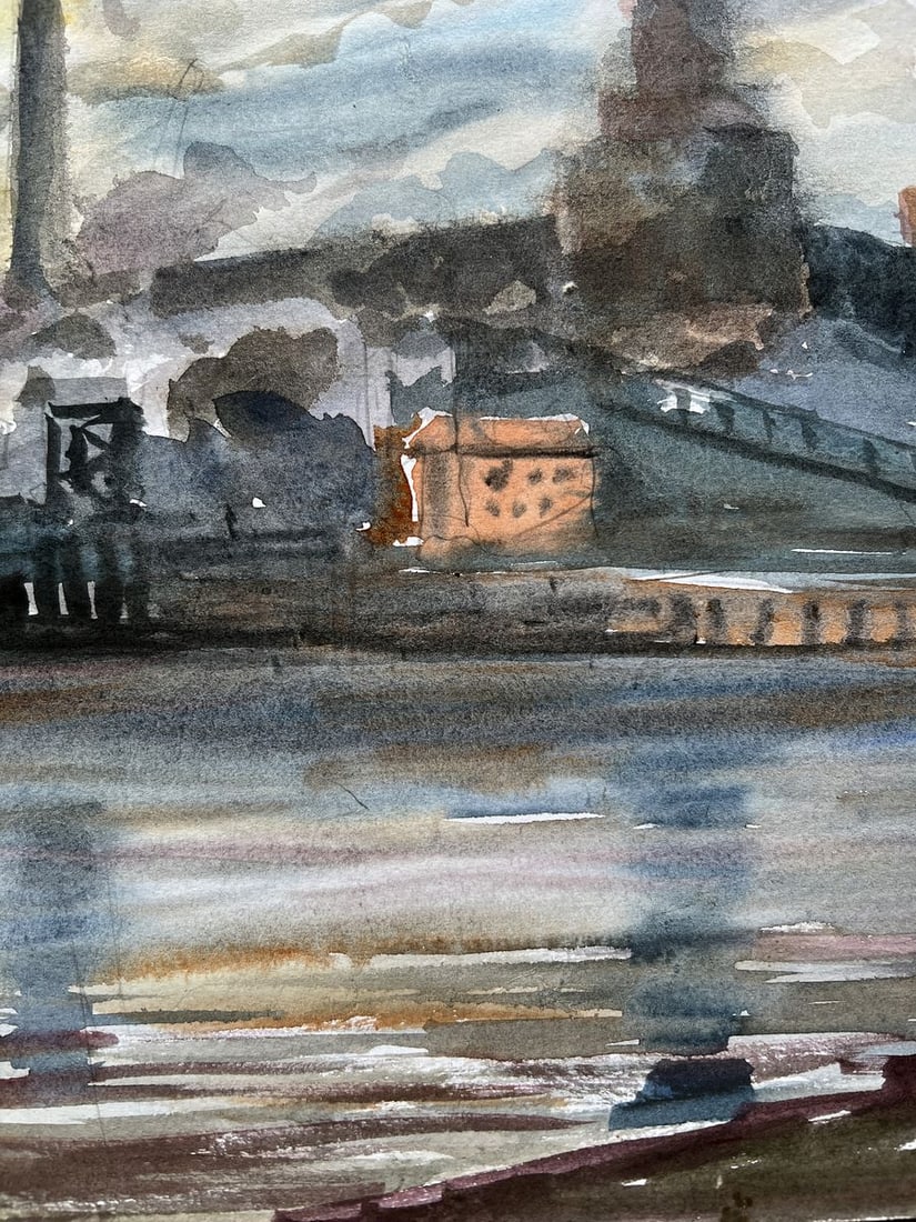 Gouache painting Industrial landscape V. Mishurovsky - 5