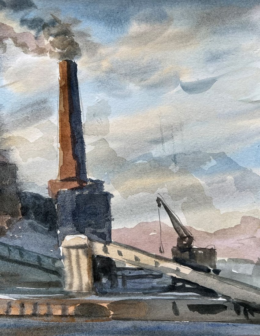 Gouache painting Industrial landscape V. Mishurovsky - 6