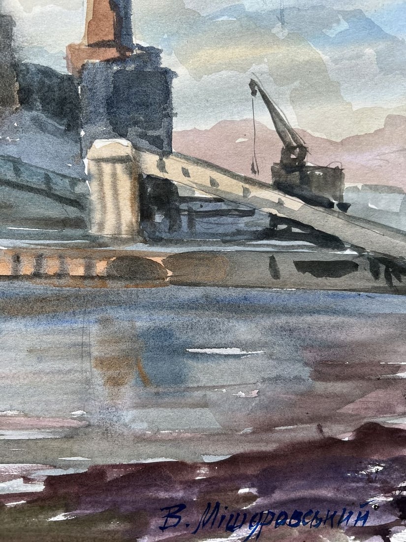 Gouache painting Industrial landscape V. Mishurovsky - 7