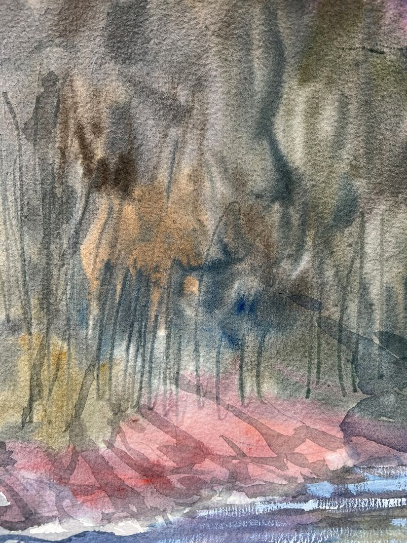 Watercolor painting By the river V. Mishurovsky - 2