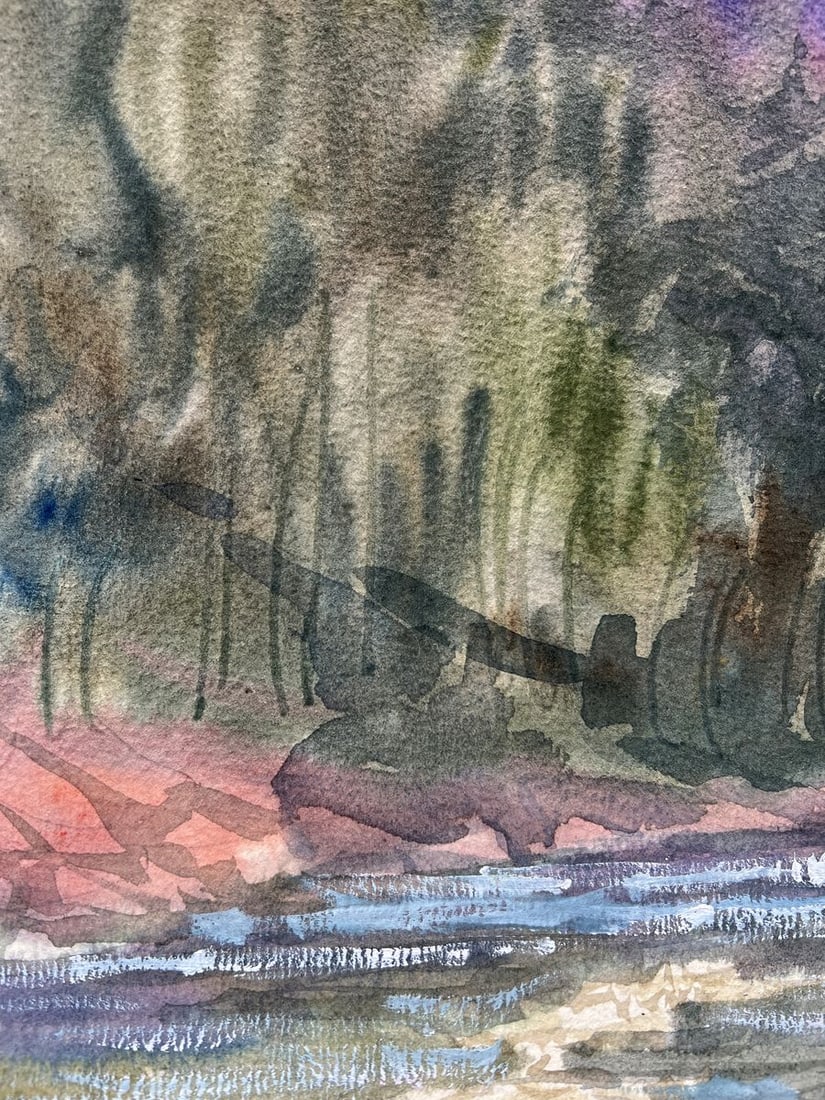 Watercolor painting By the river V. Mishurovsky - 3