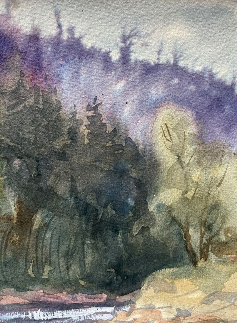 Watercolor painting By the river V. Mishurovsky - 4