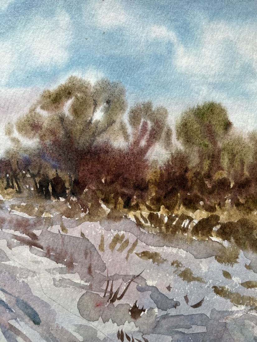 Watercolor painting Winter road V. Mishurovsky - 6