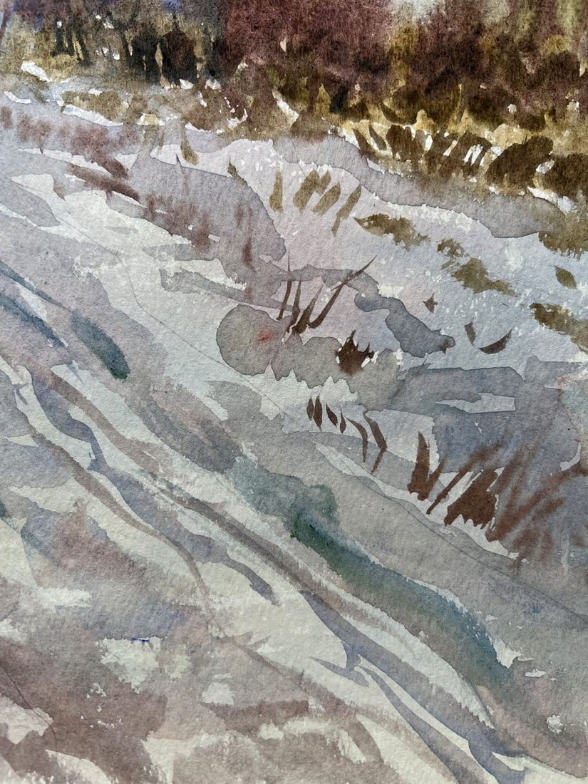 Watercolor painting Winter road V. Mishurovsky - 7