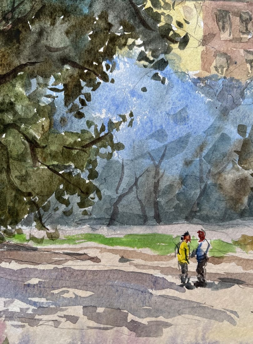 Watercolor painting Summer in the city V. Mishurovsky - 7