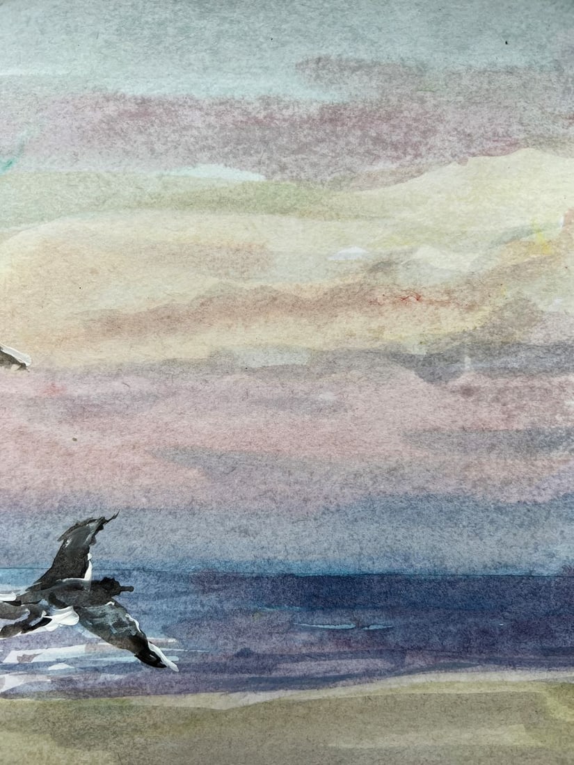 Gouache painting Seagulls on the sea V. Mishurovsky - 6