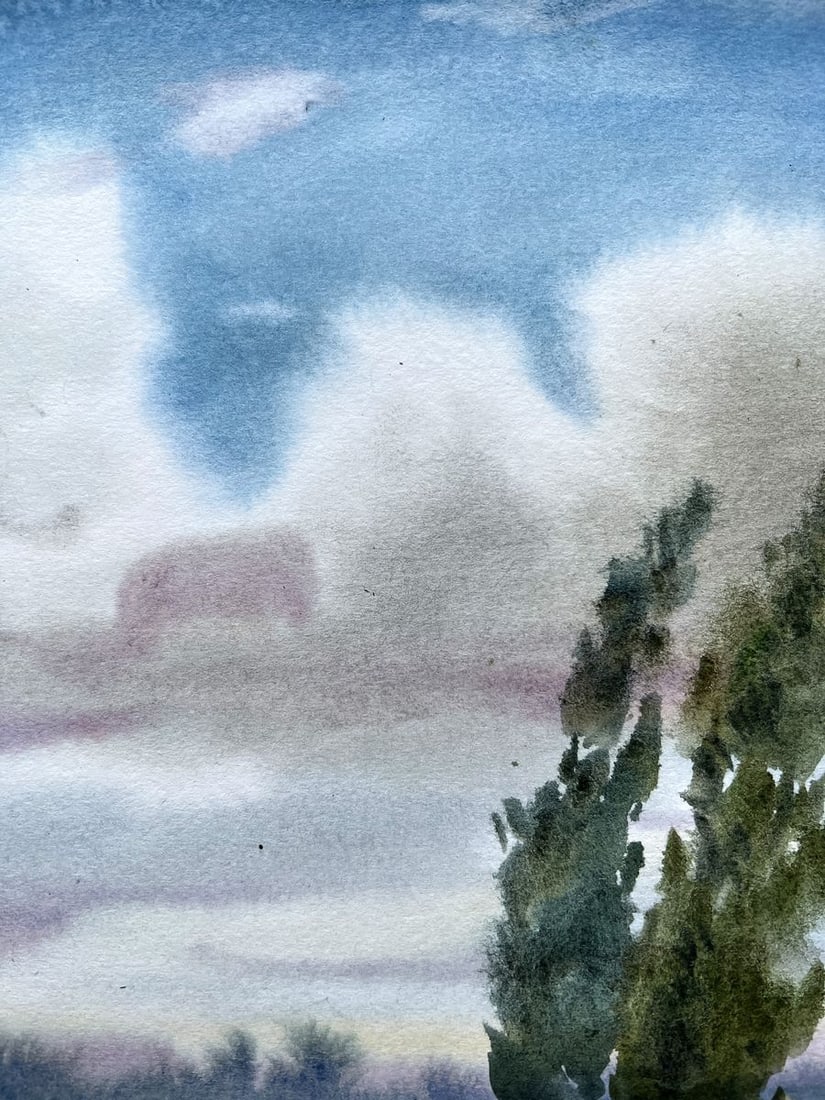 Watercolor painting Windy day in summer V. Mishurovsky - 4