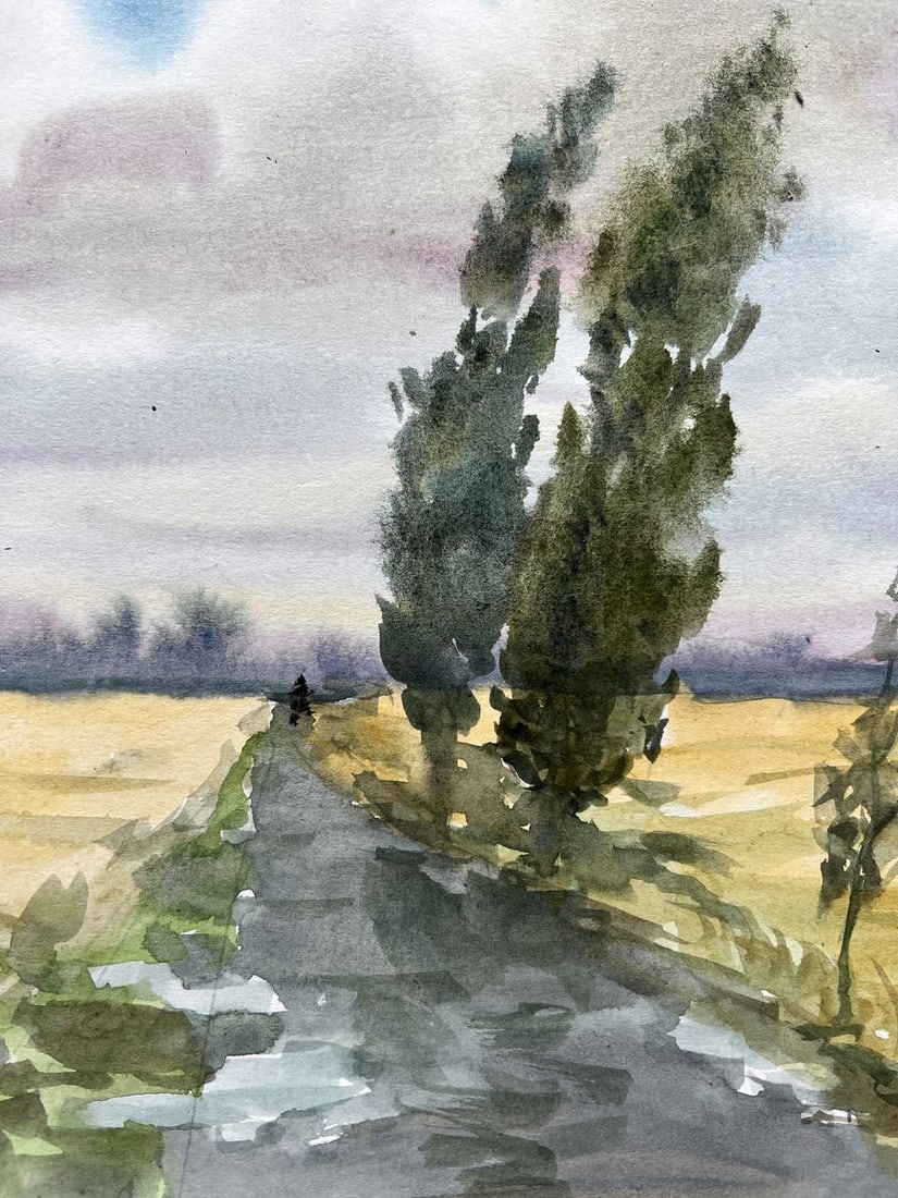 Watercolor painting Windy day in summer V. Mishurovsky - 5