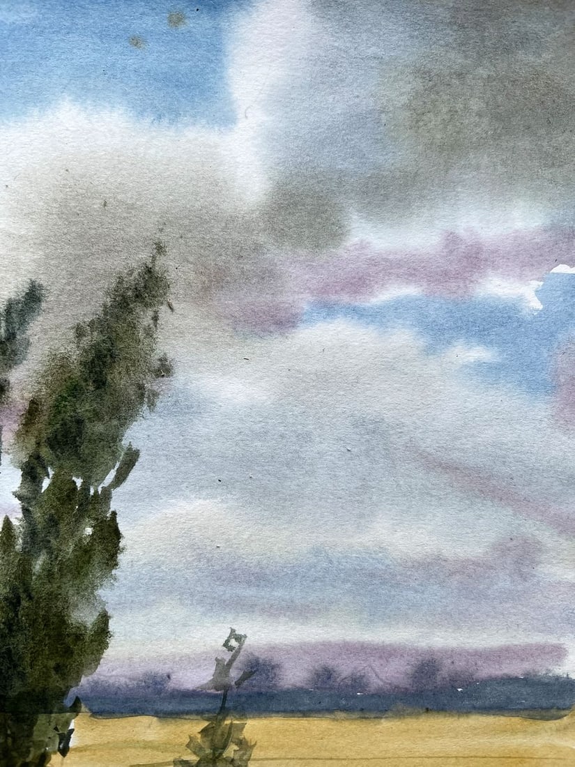 Watercolor painting Windy day in summer V. Mishurovsky - 6