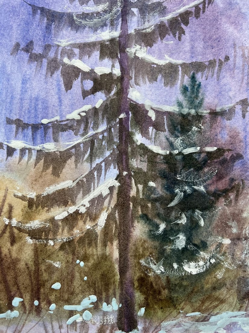 Gouache painting Winter in the forest V. Mishurovsky - 4