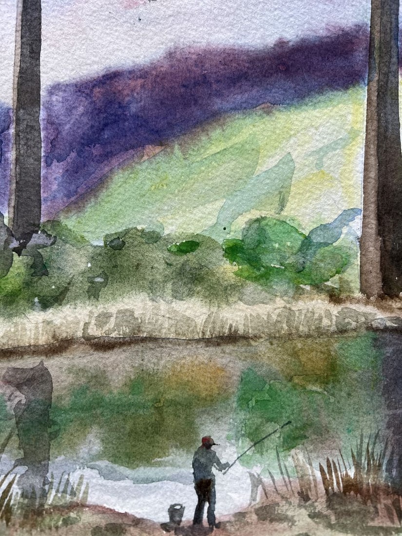Watercolor painting A bridge to the city V. Mishurovsky - 3