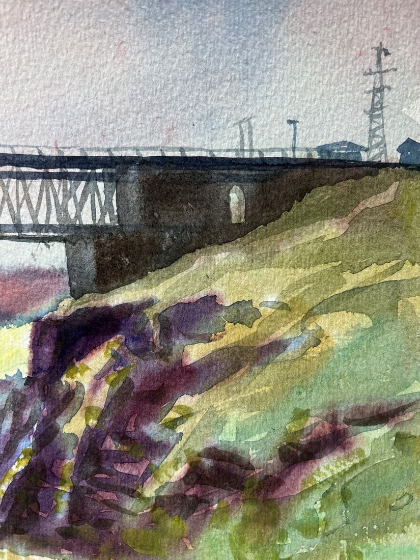 Watercolor painting A bridge to the city V. Mishurovsky - 6