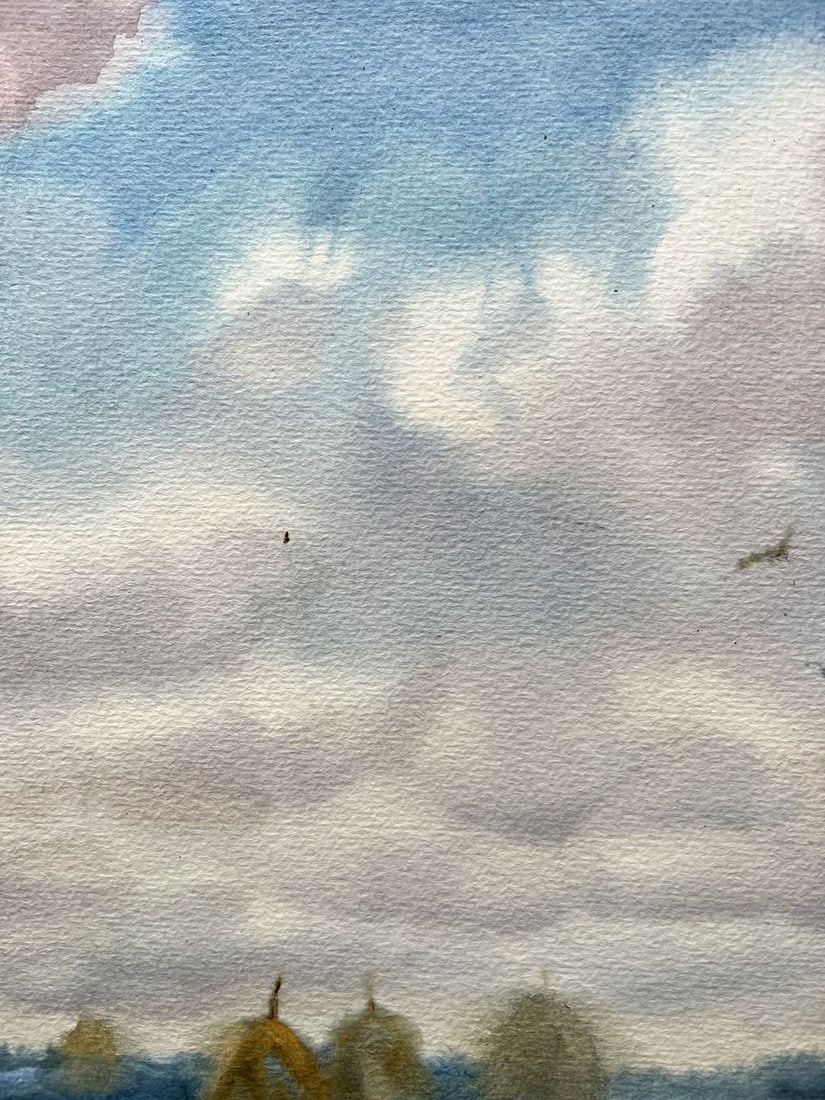 Watercolor painting A field is nearby V. Mishurovsky - 2