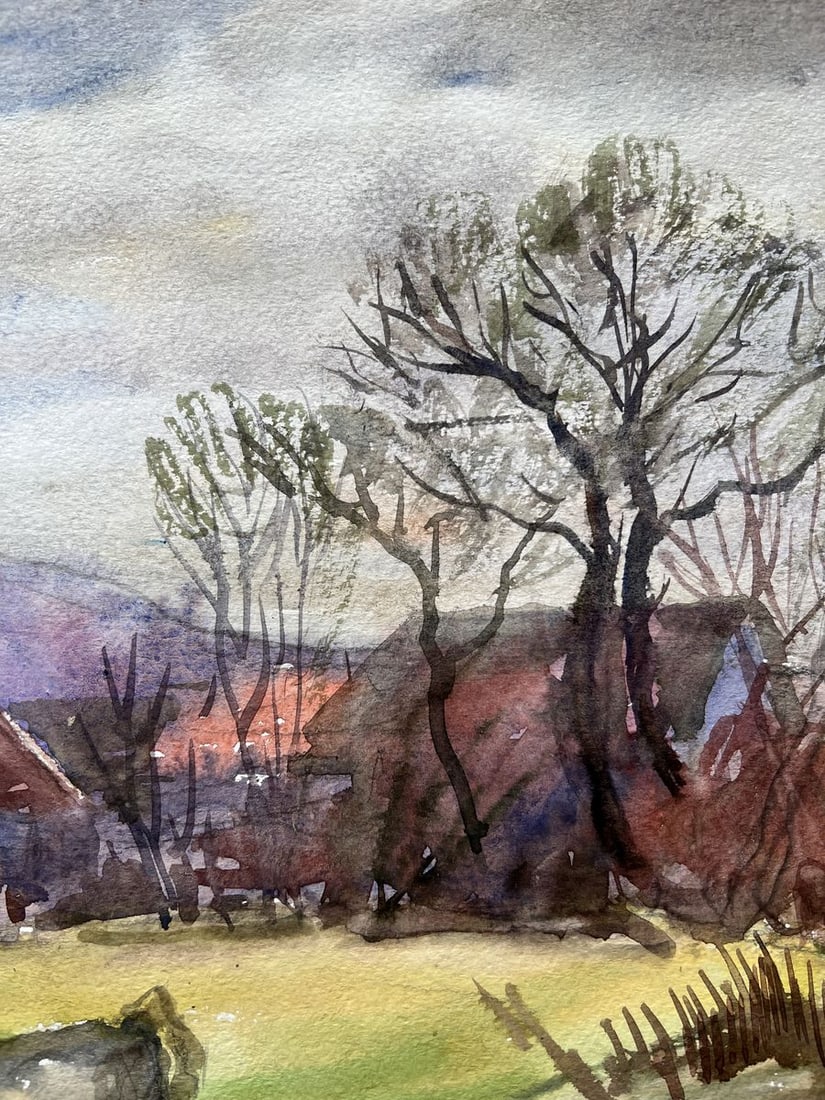 Watercolor painting Landscape with goats V. Mishurovsky - 4