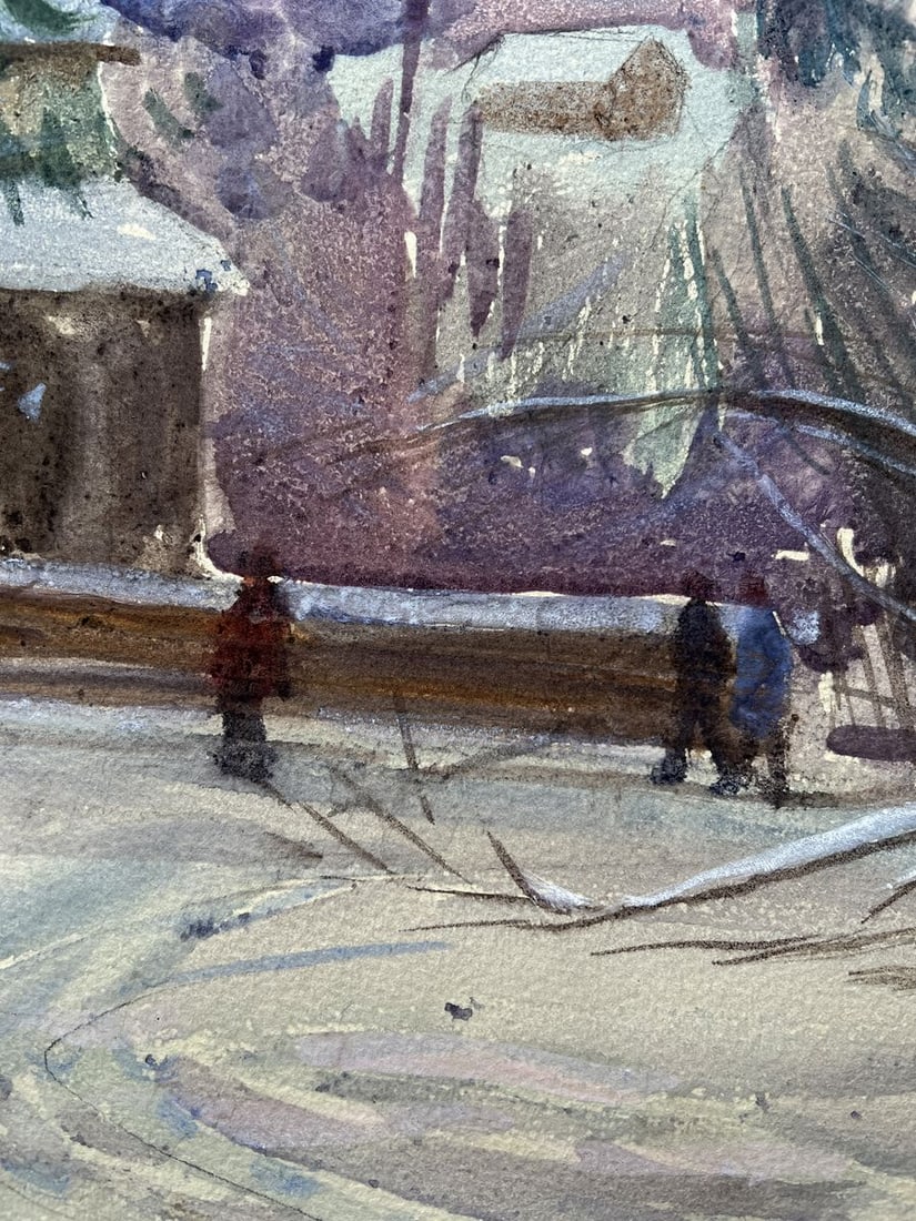 Watercolor painting In the cold V. Mishurovsky - 5