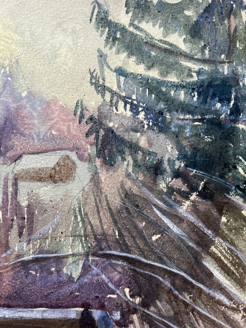 Watercolor painting In the cold V. Mishurovsky - 6