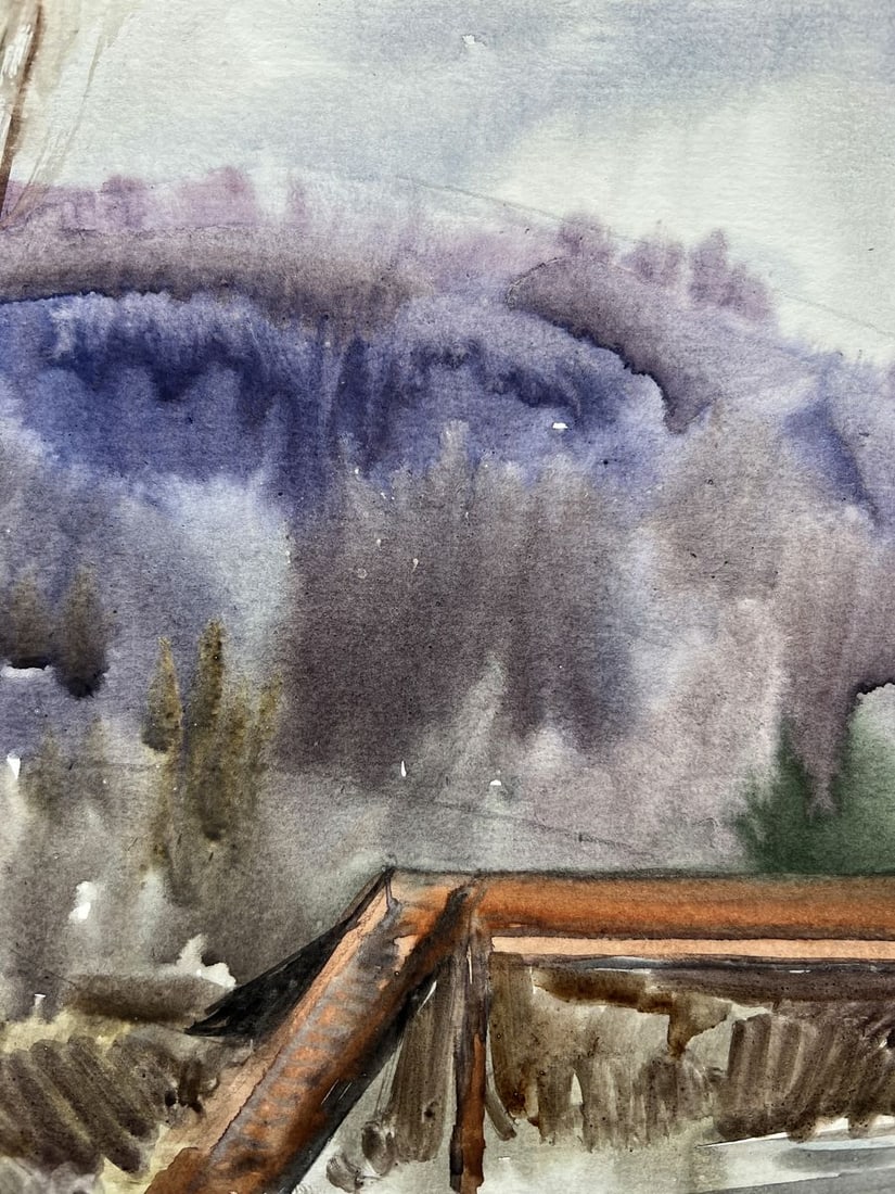 Watercolor painting Railway in the city V. Mishurovsky - 5