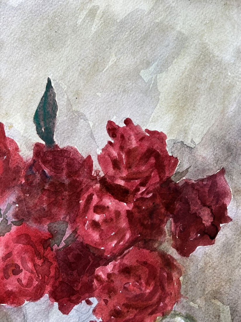 Watercolor painting Bouquet of red and yellow V. Mishurovsky - 4