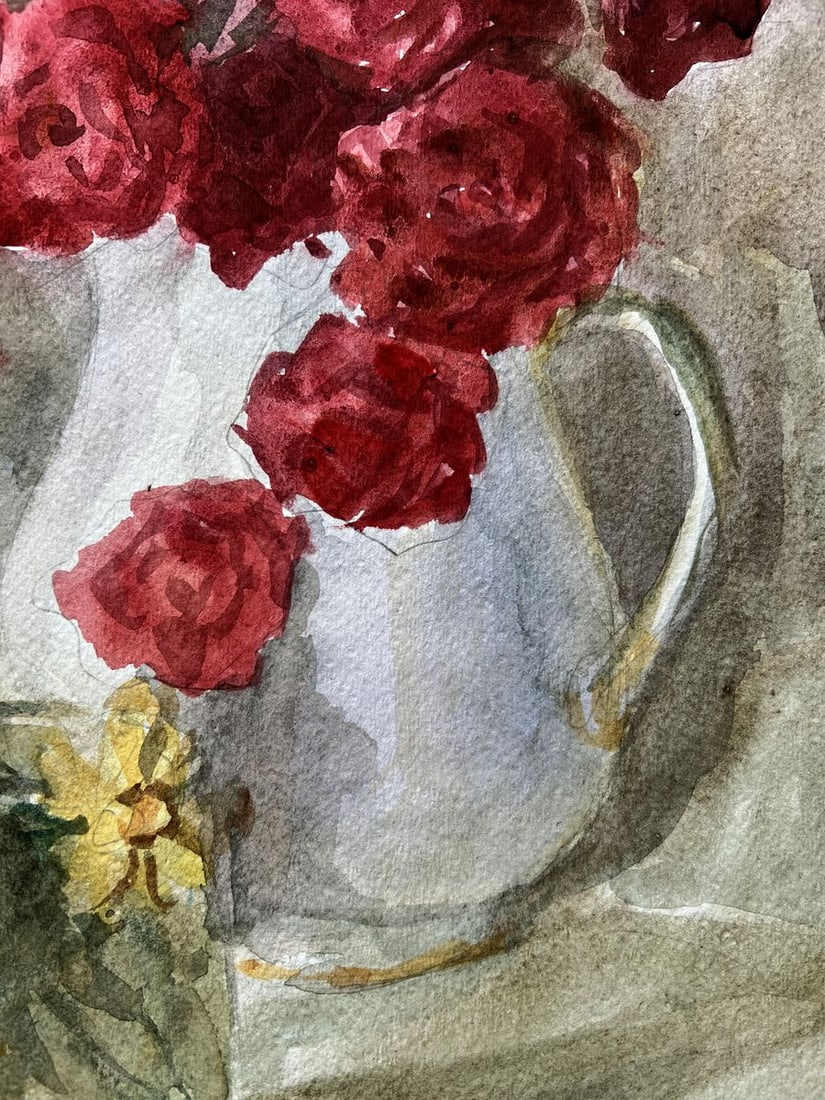 Watercolor painting Bouquet of red and yellow V. Mishurovsky - 5