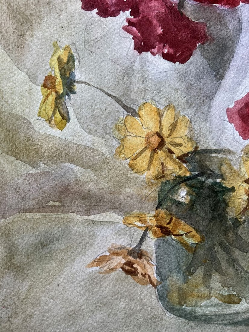 Watercolor painting Bouquet of red and yellow V. Mishurovsky - 7