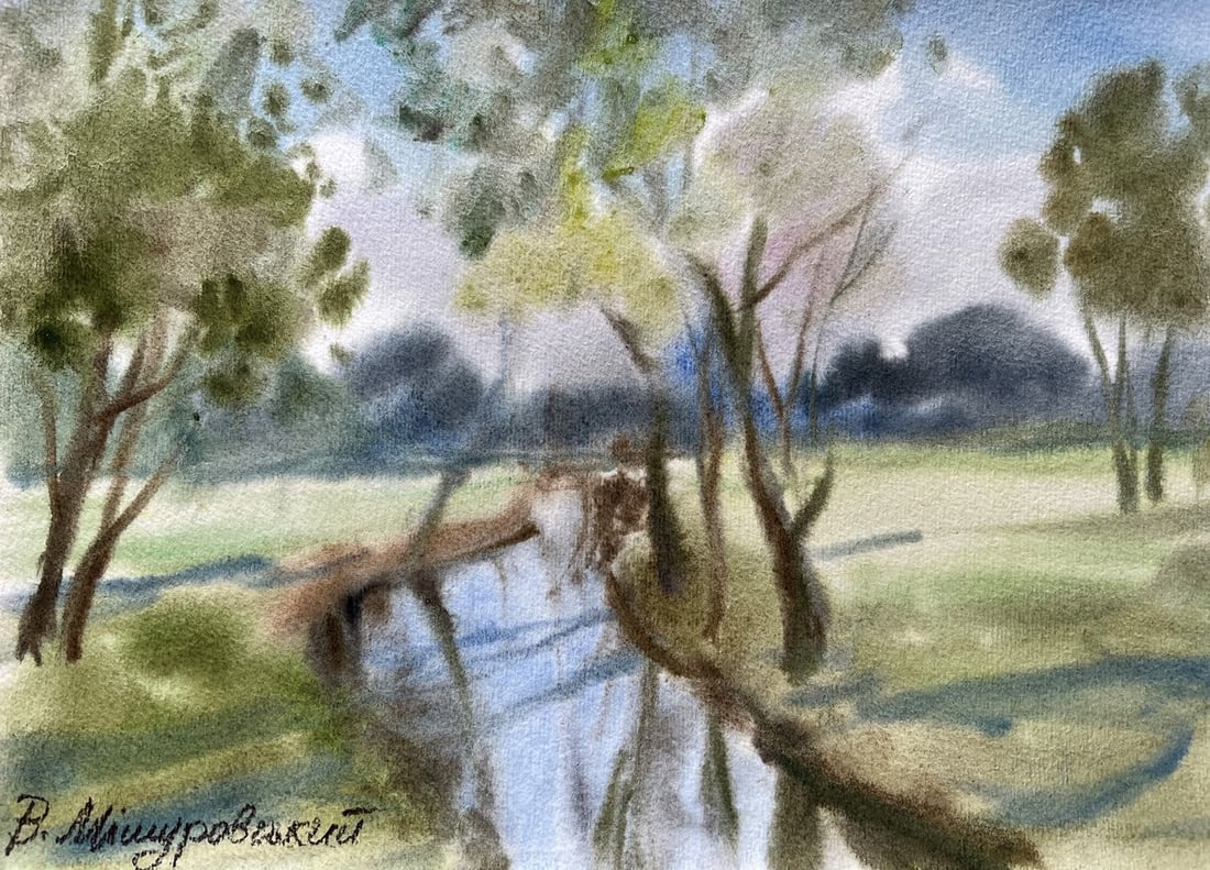 Watercolor painting Spring day V. Mishurovsky (1 of 8)