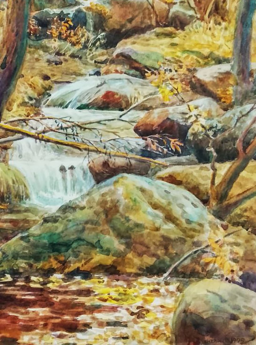 Watercolor painting Forest stream Vitaly Duhnevich - 5