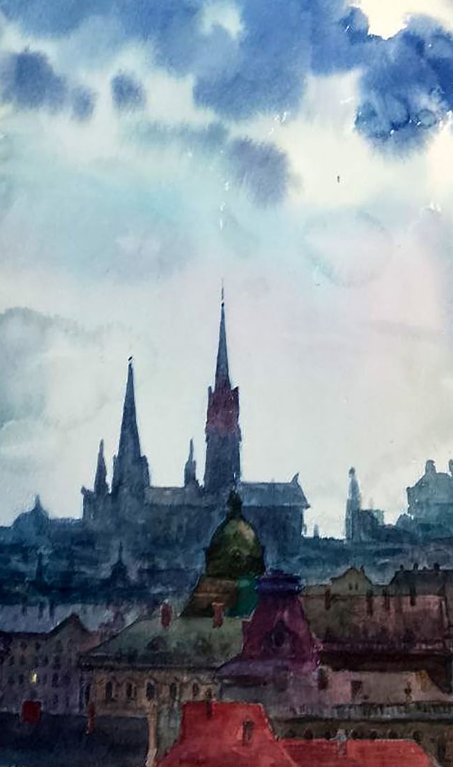 Watercolor painting Views of city street Vitaly Duhnevich - 4