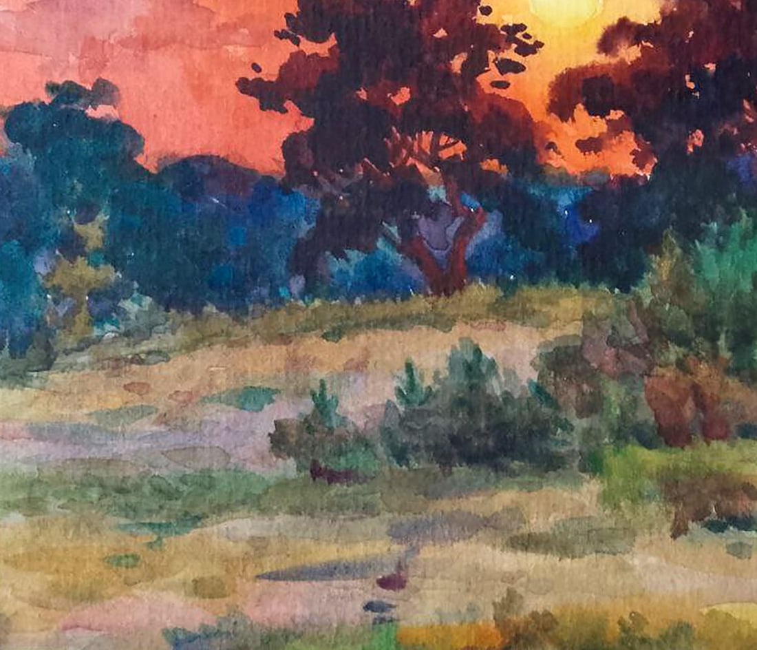 Watercolor painting Watching the sunset Vitaly Duhnevich - 4