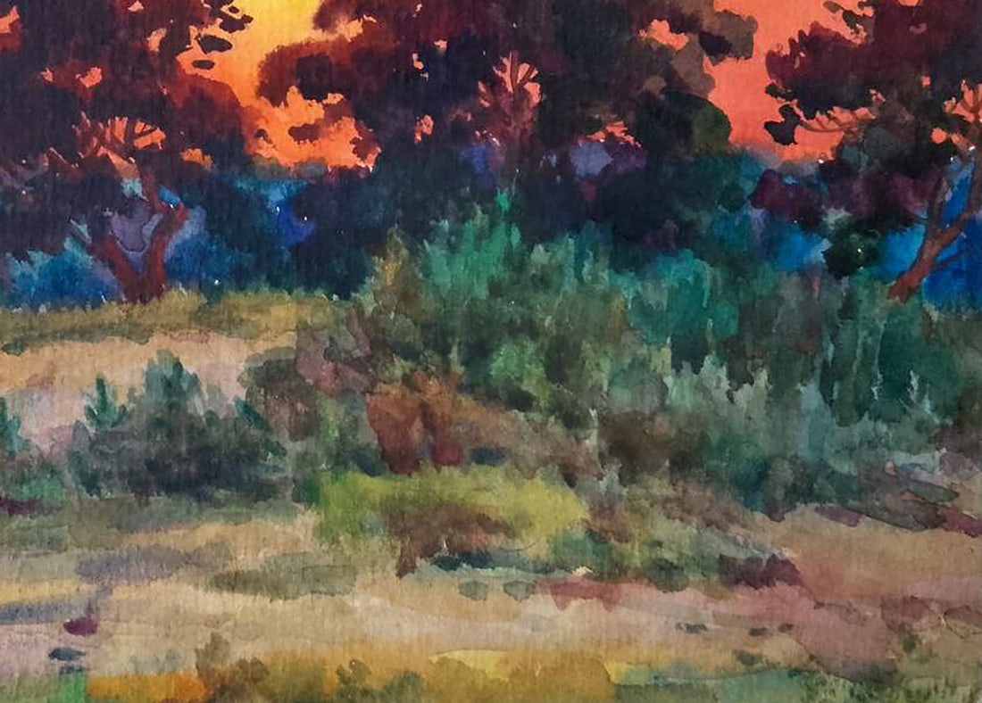 Watercolor painting Watching the sunset Vitaly Duhnevich - 5