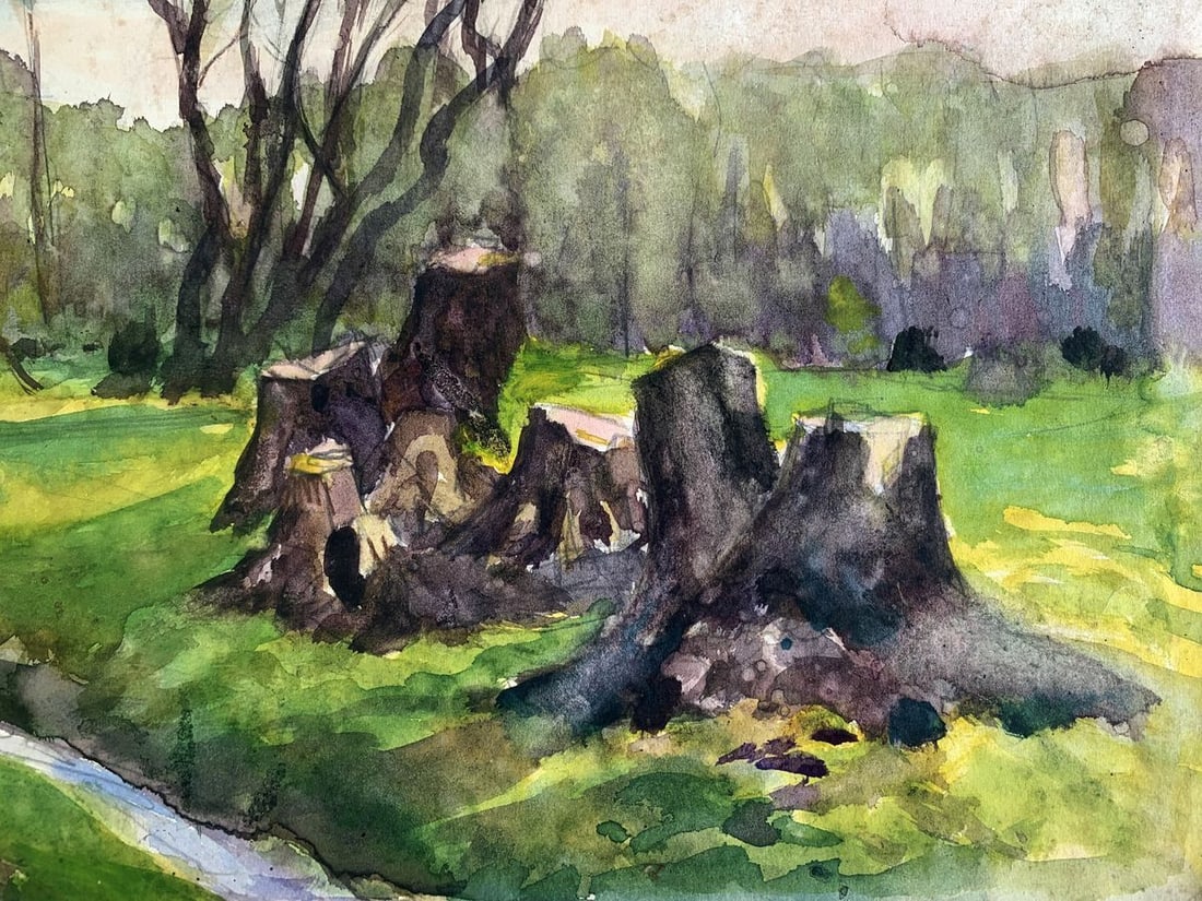 Watercolor painting Stump road A. G. Cherkas - 5