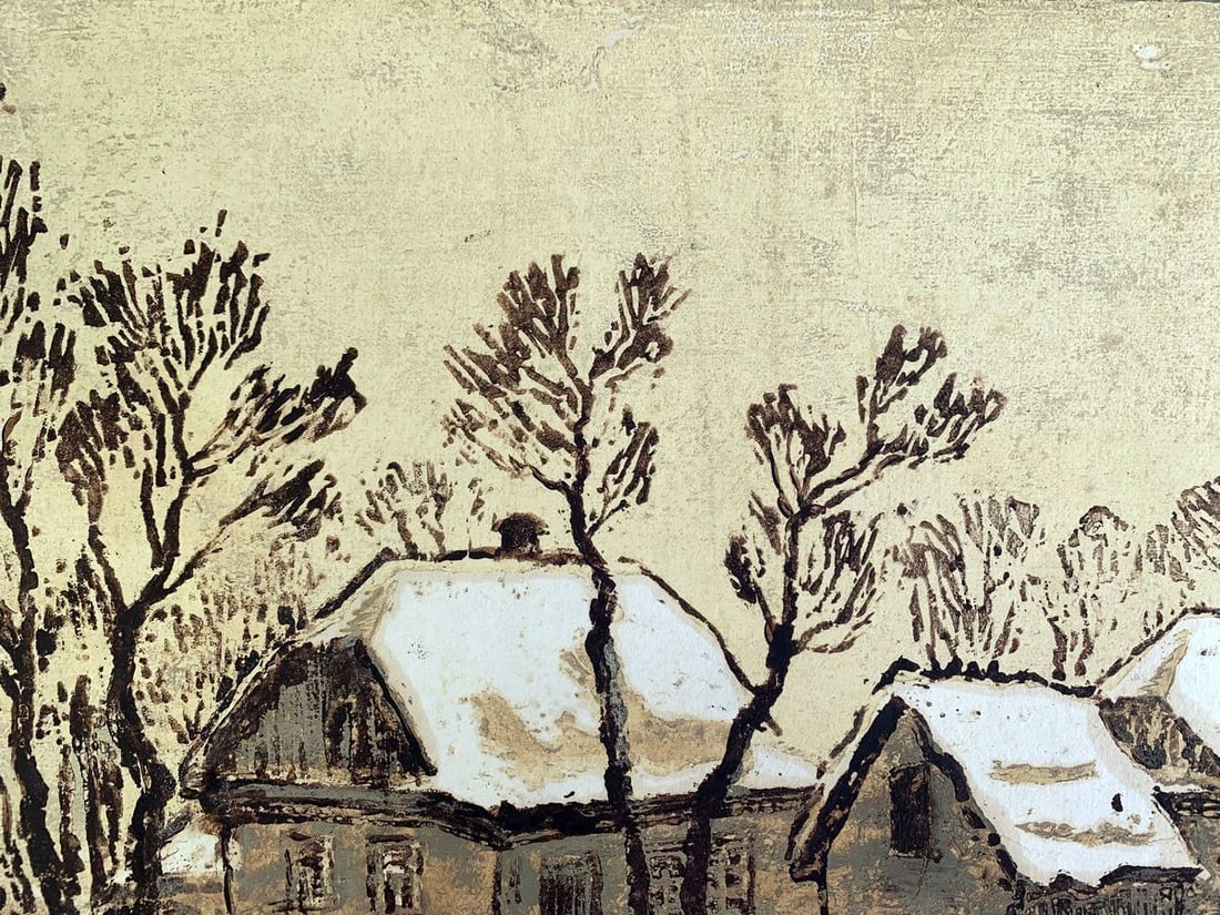 Watercolor painting Winter houses A. G. Cherkas - 2