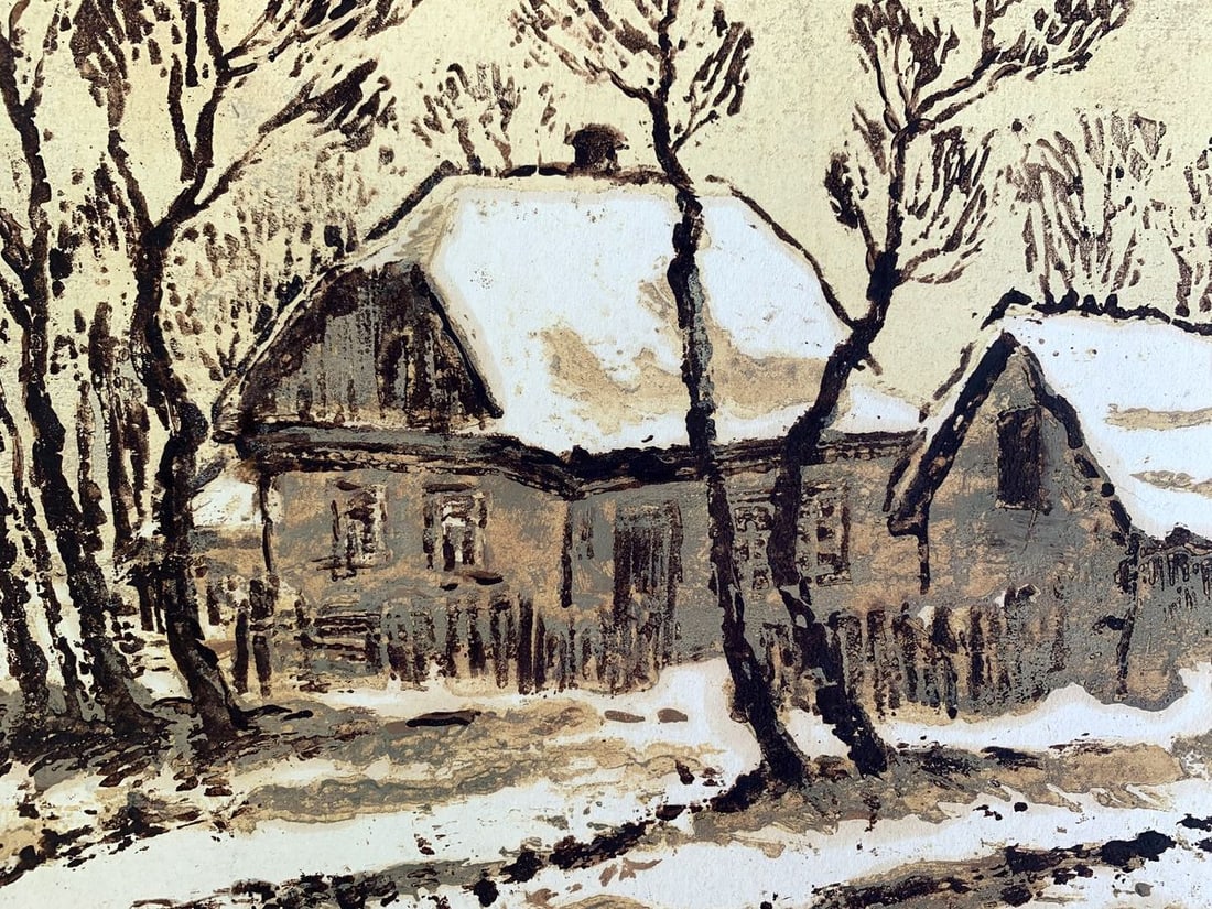 Watercolor painting Winter houses A. G. Cherkas - 3