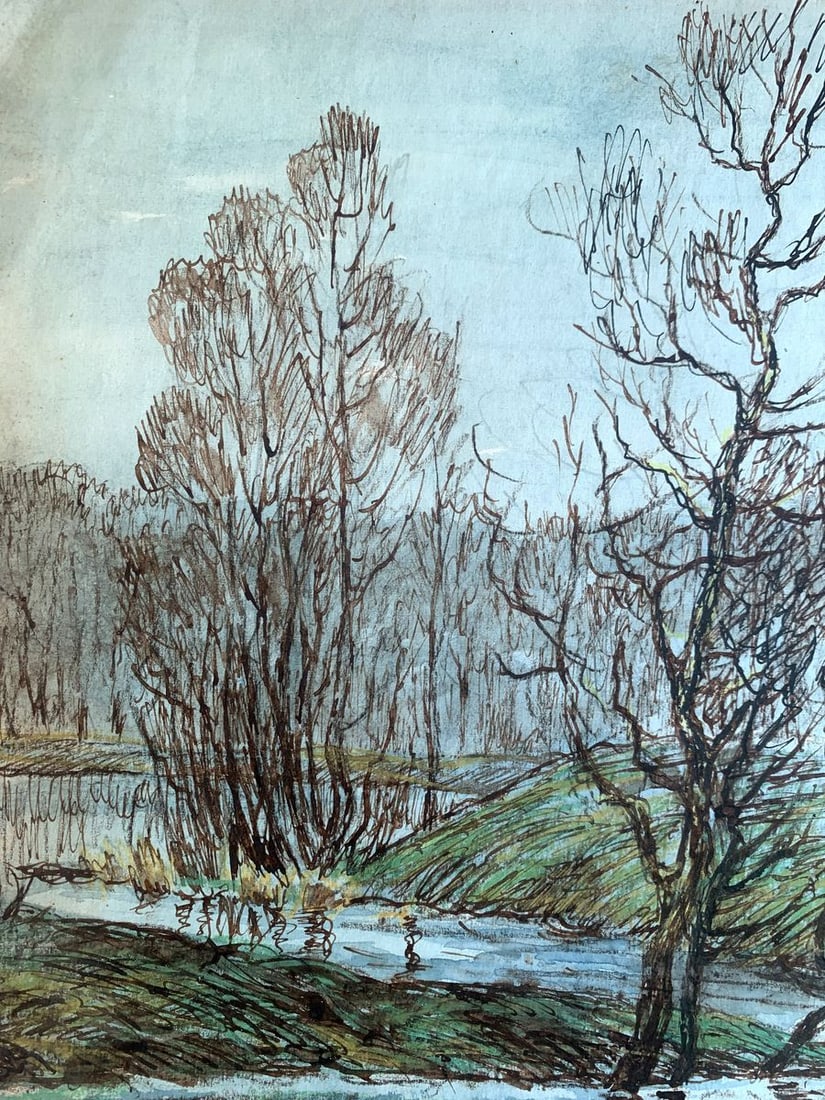 Watercolor painting Boat on the lake A. G. Cherkas - 2
