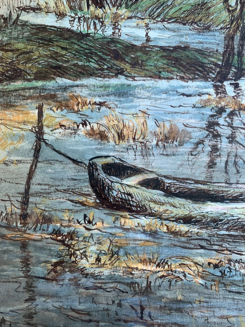 Watercolor painting Boat on the lake A. G. Cherkas - 3