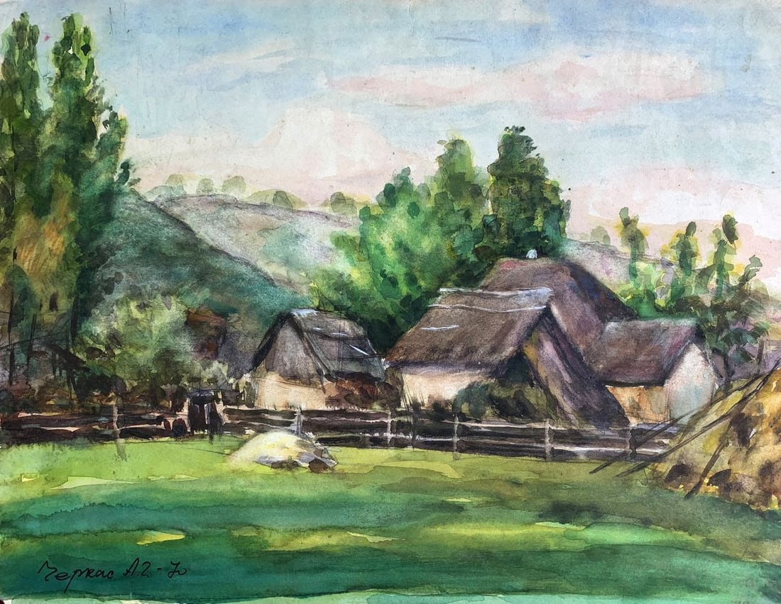 Watercolor painting Cozy village A. G. Cherkas: Title: Watercolor painting Cozy village A. G. Cherkas Description: No1295 *** ABOUT THIS PAINTING *** * TITLE: "Cozy village" * ARTISTS: A. G. Cherkas * SIZE: 52x39 cm/' 20.47x15.35 inches' * MEDIUM: