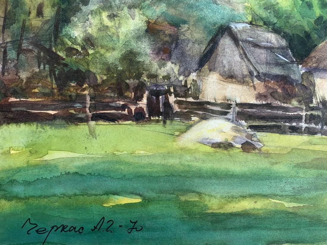 Watercolor painting Cozy village A. G. Cherkas - 3