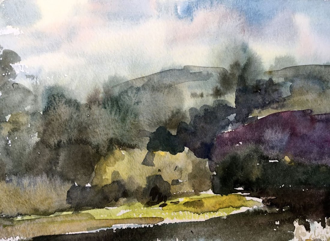 Watercolor painting By the river Viktor Mikhailichenko - 2