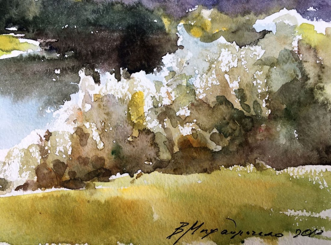 Watercolor painting By the river Viktor Mikhailichenko - 5