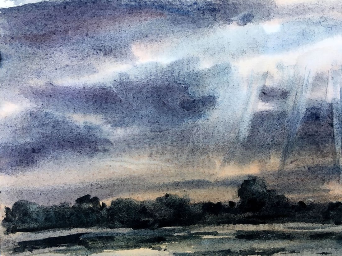 Watercolor painting Clearance through the clouds Viktor Mikhailichenko - 2