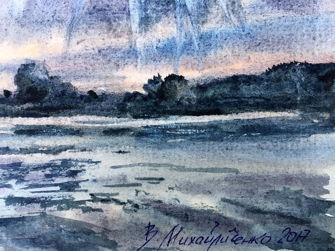 Watercolor painting Clearance through the clouds Viktor Mikhailichenko - 5