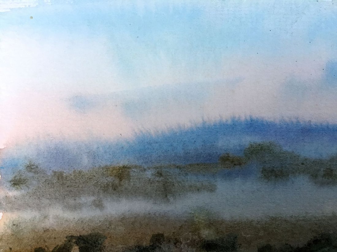 Watercolor painting Road to the forest Viktor Mikhailichenko - 2