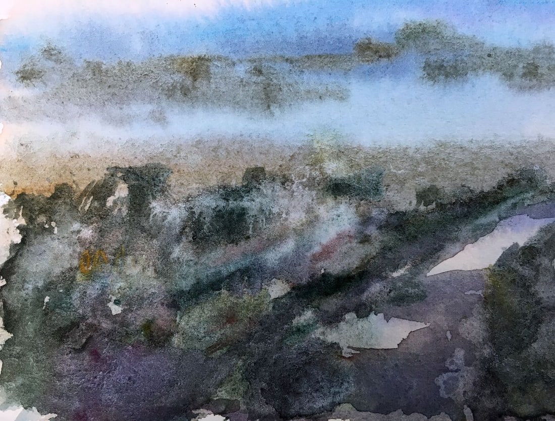 Watercolor painting Road to the forest Viktor Mikhailichenko - 3