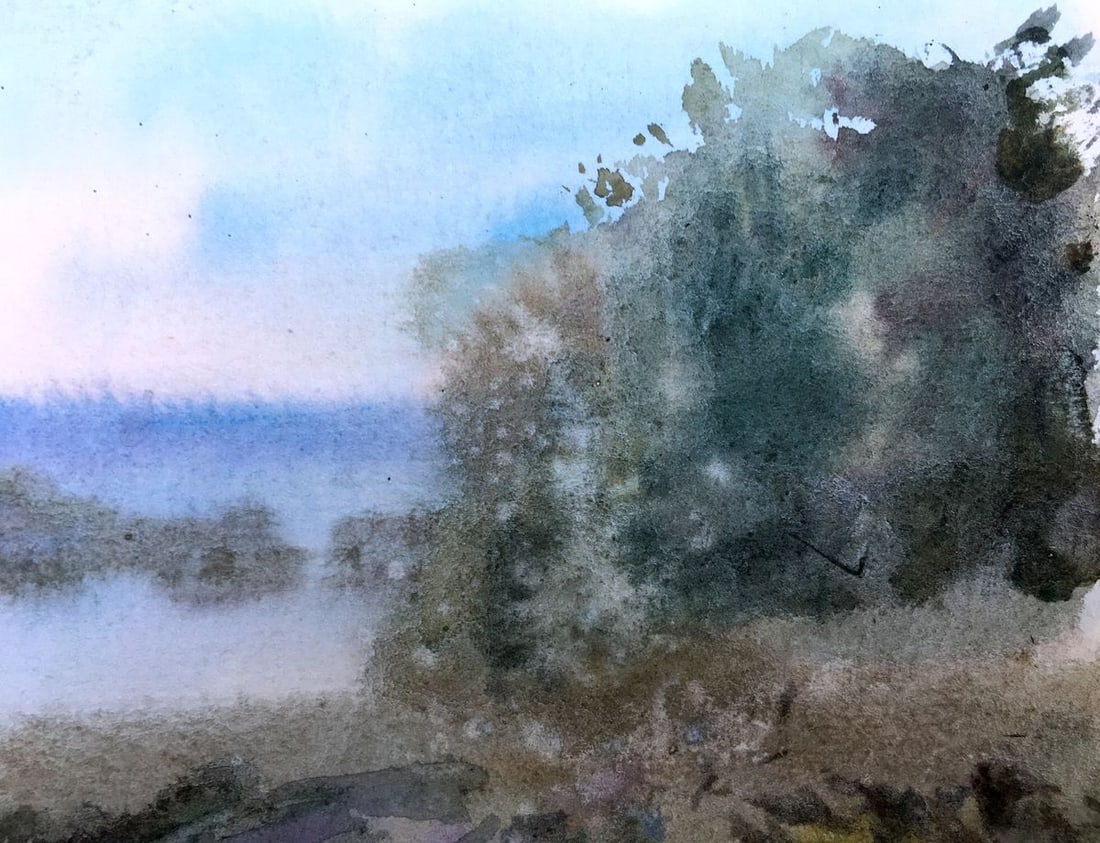 Watercolor painting Road to the forest Viktor Mikhailichenko - 4