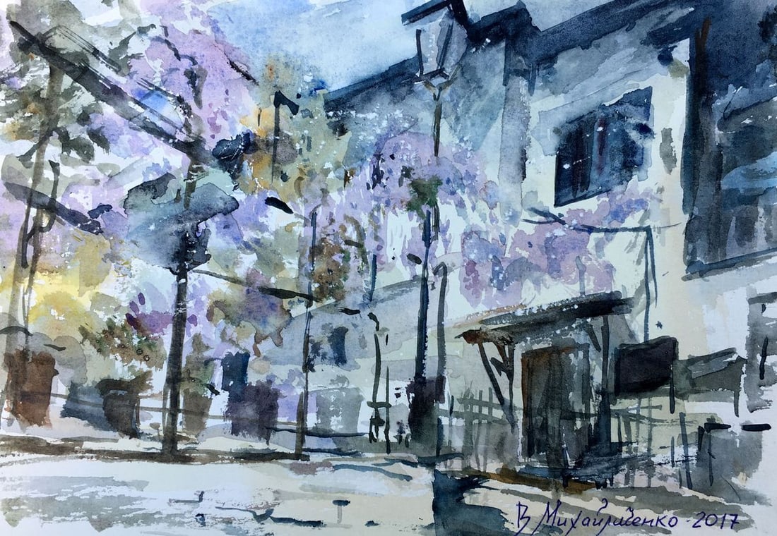 Watercolor painting House view Viktor Mikhailichenko (1 of 7)