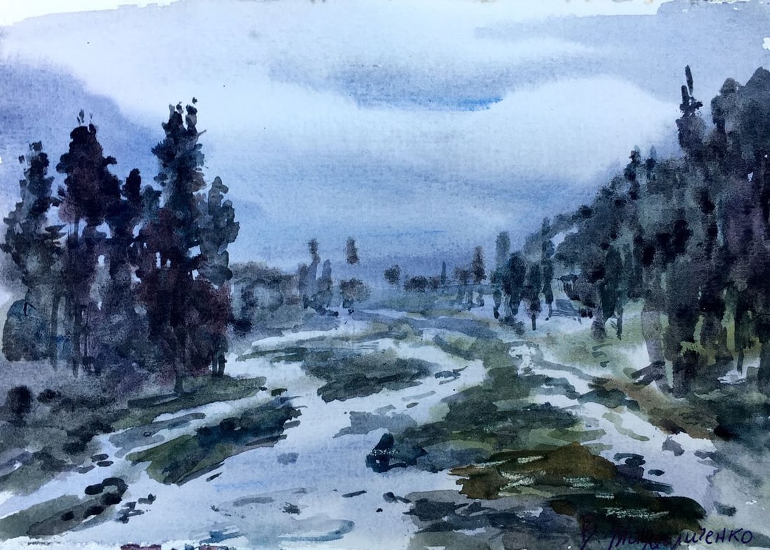 Watercolor painting The night is coming Viktor Mikhailichenko (1 of 7)