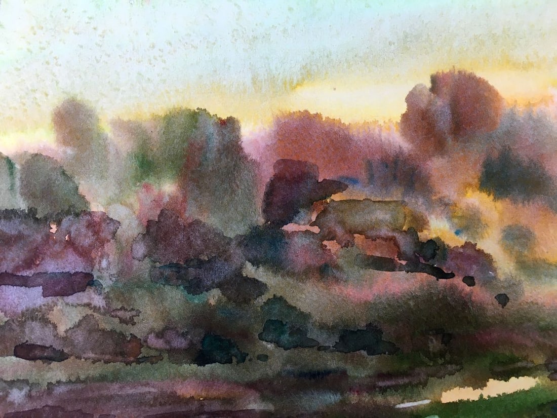 Watercolor painting Rural landscape Viktor Mikhailichenko - 2