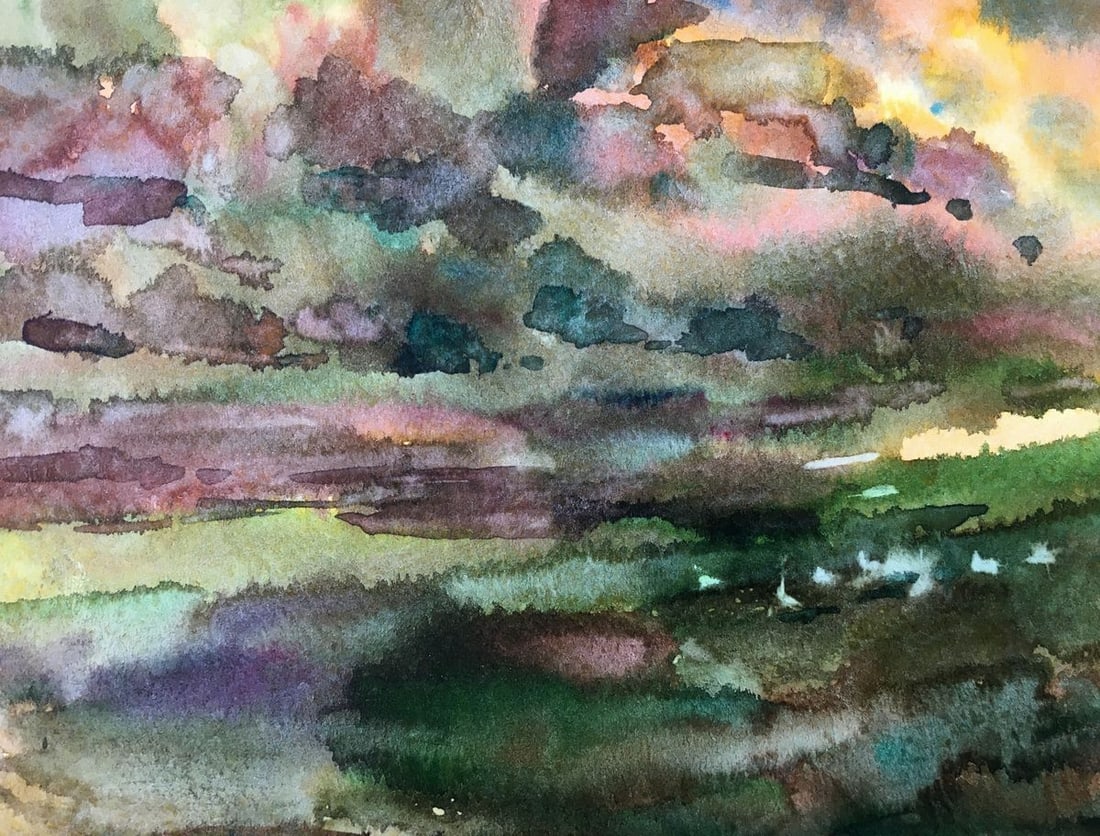 Watercolor painting Rural landscape Viktor Mikhailichenko - 3