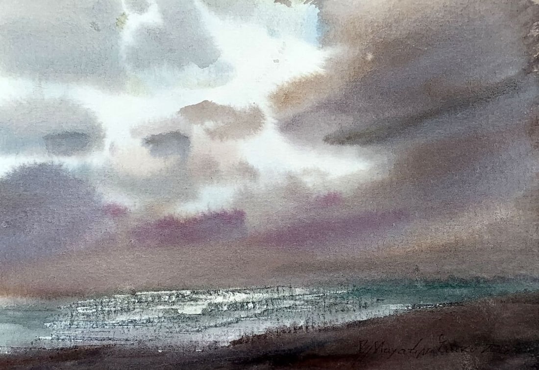 Watercolor painting Storms Viktor Mikhailichenko: Title: Watercolor painting Storms Viktor Mikhailichenko Description: No1357 *** ABOUT THIS PAINTING *** * TITLE: "Storms" * ARTISTS: Viktor Mikhailichenko * SIZE: 13x18.5 cm/'5.11x7.28 inches' * MEDIU