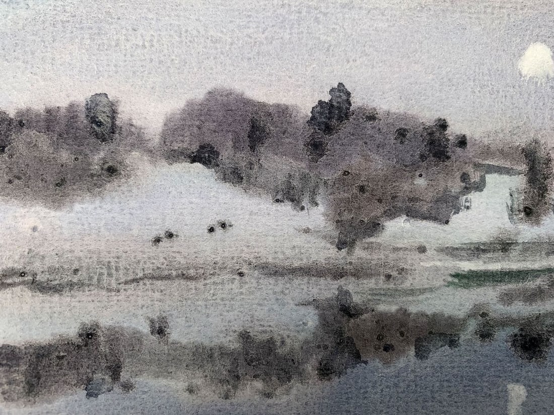 Watercolor painting The fog has risen Viktor Mikhailichenko - 2
