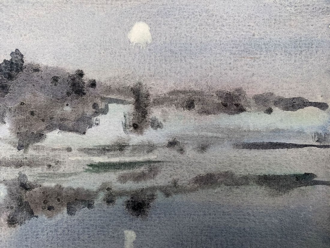 Watercolor painting The fog has risen Viktor Mikhailichenko - 4